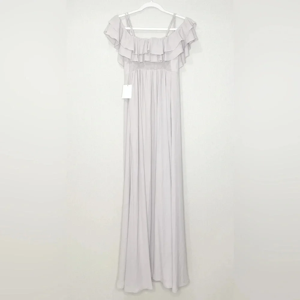 Show Me Your MuMu Emma Ruffle Maxi Dress Show Me The Ring Crisp Size Large SR46 - Picture 9 of 9